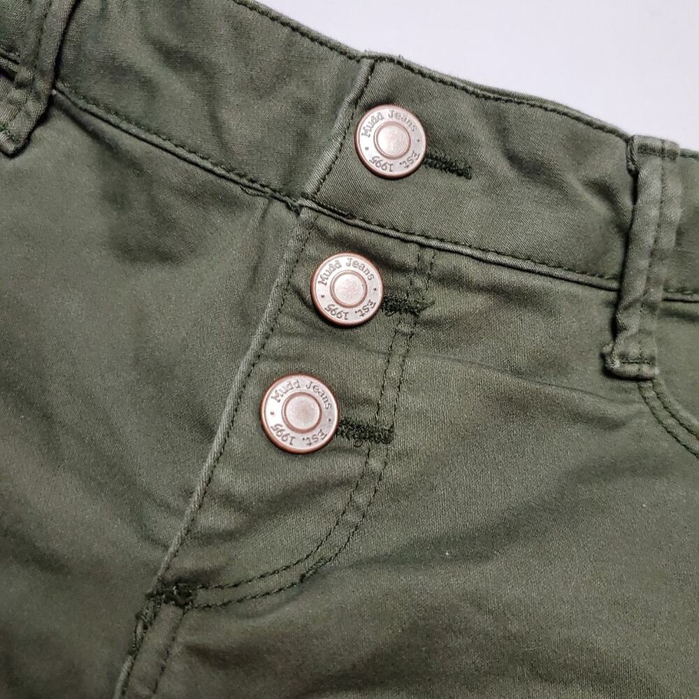 Mudd Shorts Girls Size 14 Green High Waisted Button Fly‎ Comfort Stretch Bottoms - Picture 2 of 4